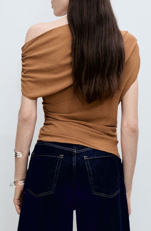 MANGO MANGO ASYMMETRIC OFF THE SHOULDER RUCHED TOP 
