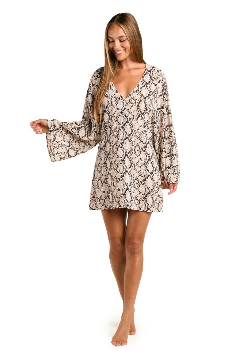 Island Serpent Tunic Cover-Up, Alternate, color, BEIGE MULTI