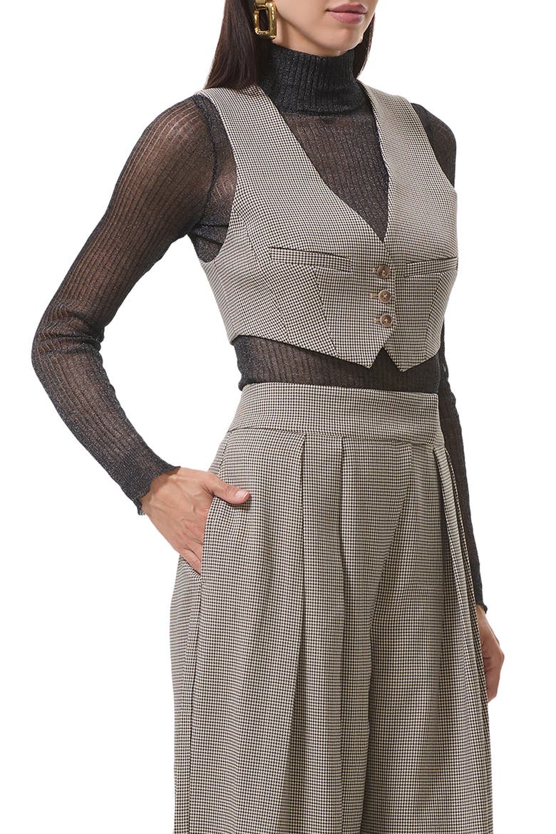 Daryl Houndstooth Crop Vest, Main, color, BLACK CREAM HOUNDSTOOTH