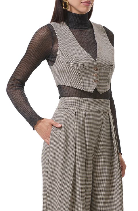 Daryl Houndstooth Crop Vest