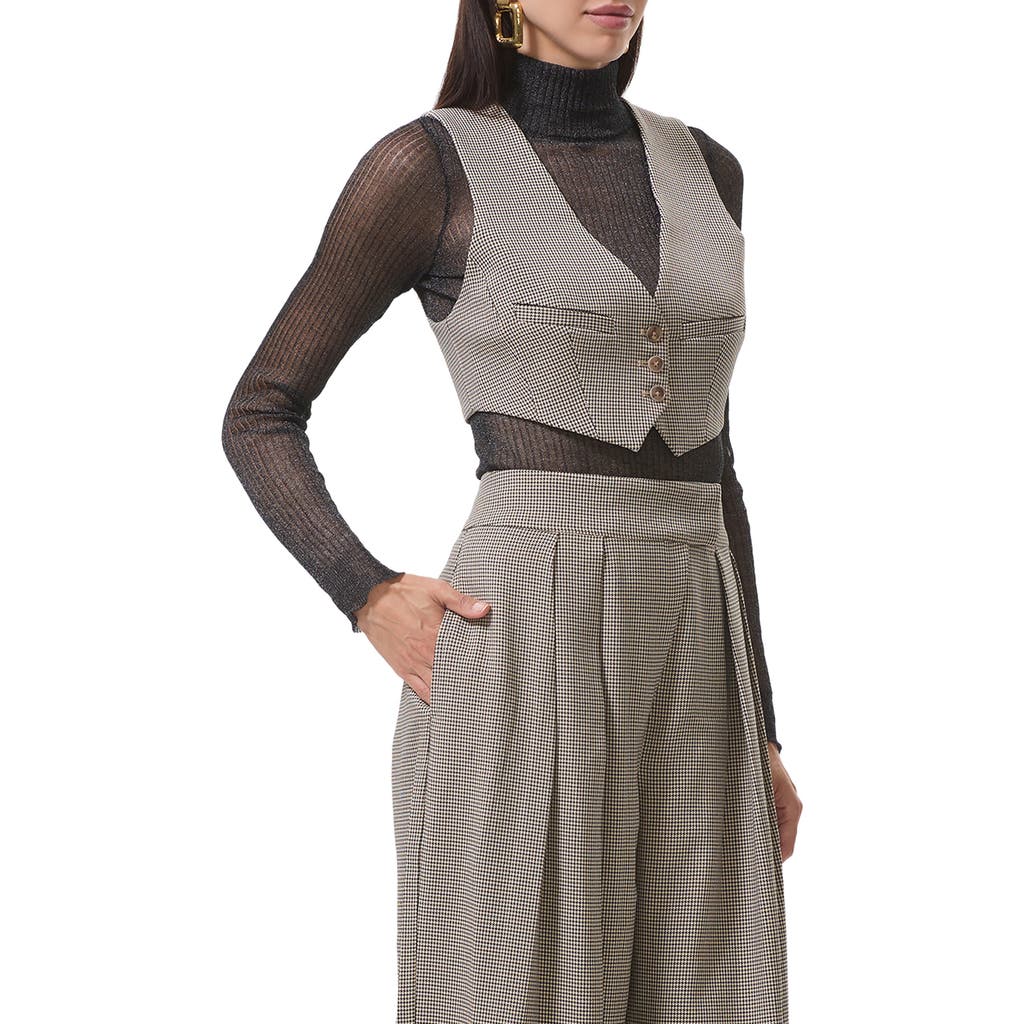 Afrm Daryl Houndstooth Crop Vest In Gray