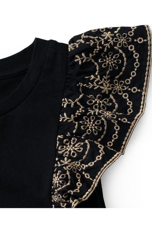 Lands' End Embroidered Ruffle Tank Top In Black