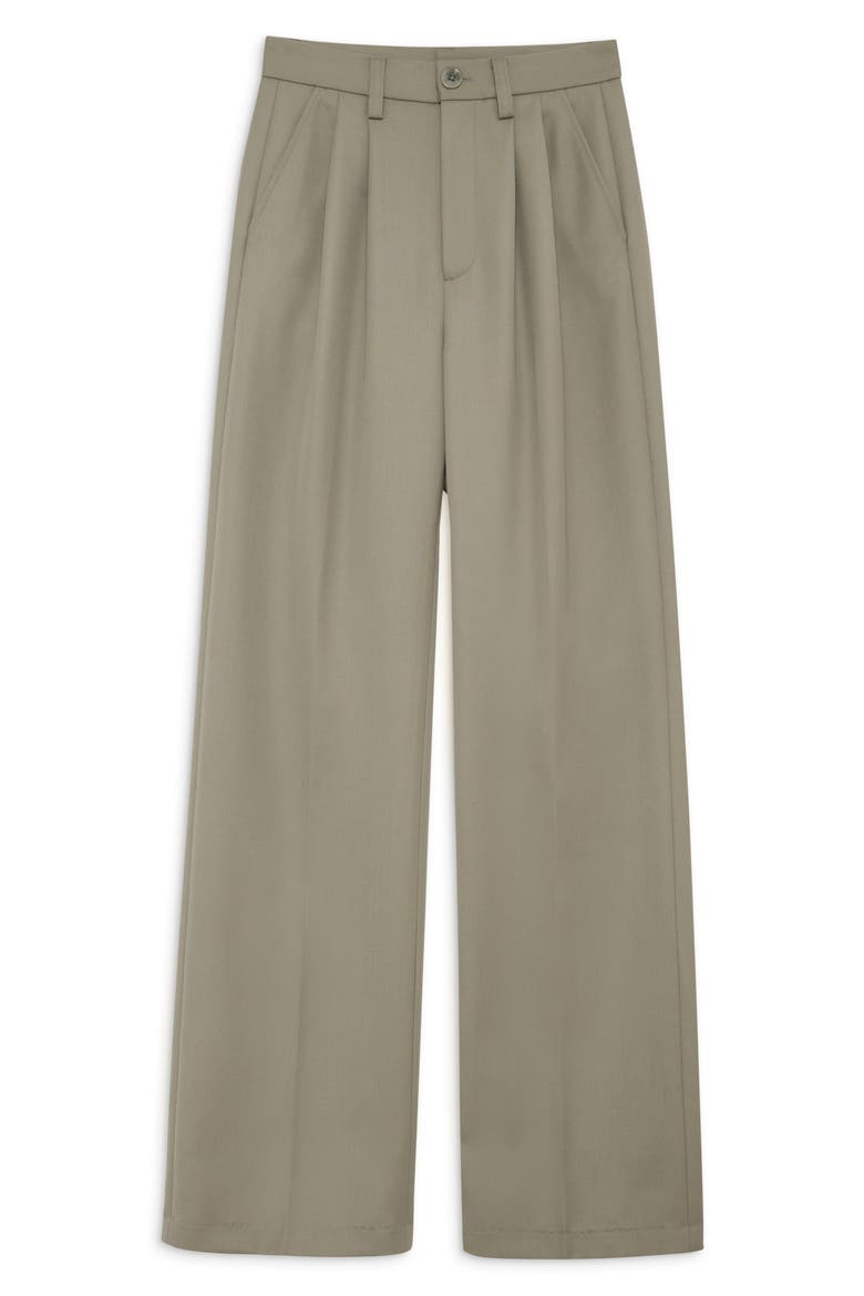 Carrie Wool Wide Leg Pants, Alternate, color, GREEN KHAKI