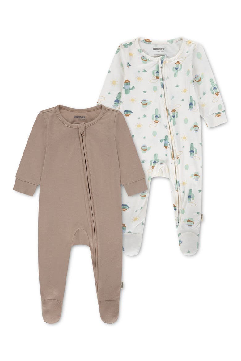 2-Pack Stretch Viscose Footies, Main, color, HUGGIES BRUSH