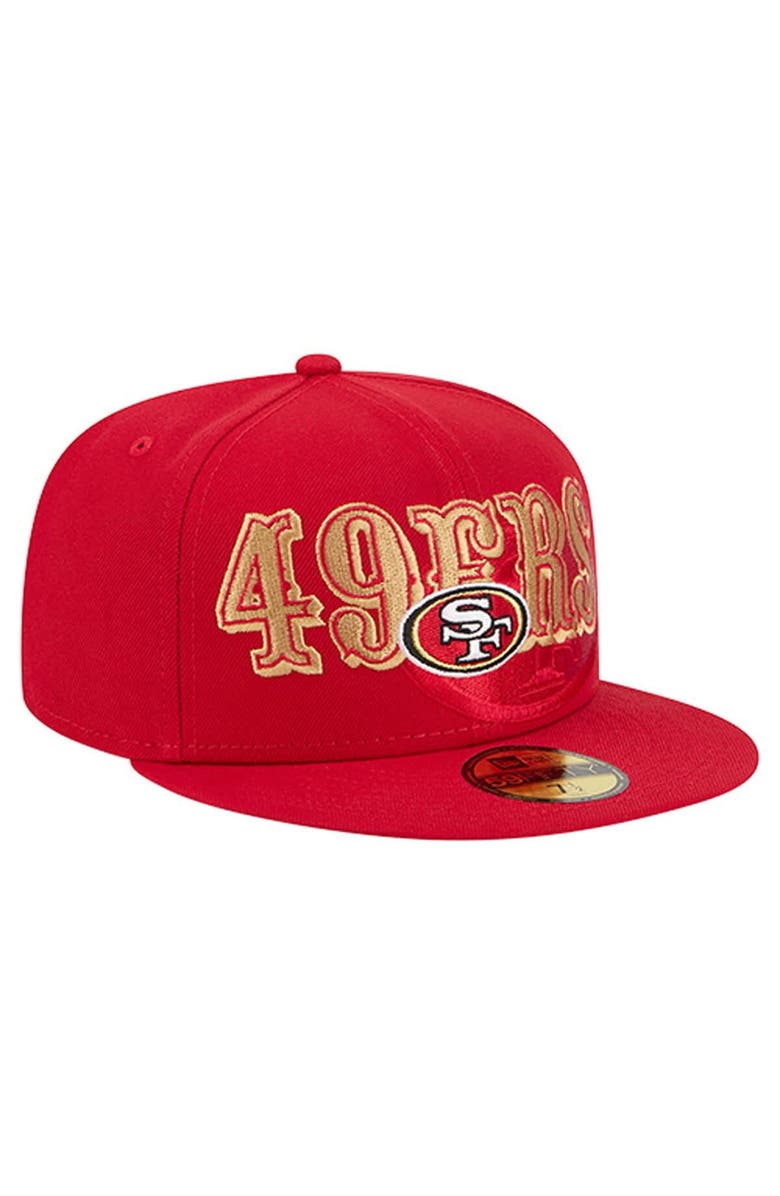 New Era Men's New Era Scarlet San Francisco 49ers Overlap Wordmark 59FIFTY Fitted Hat, Alternate, color, Scarlet