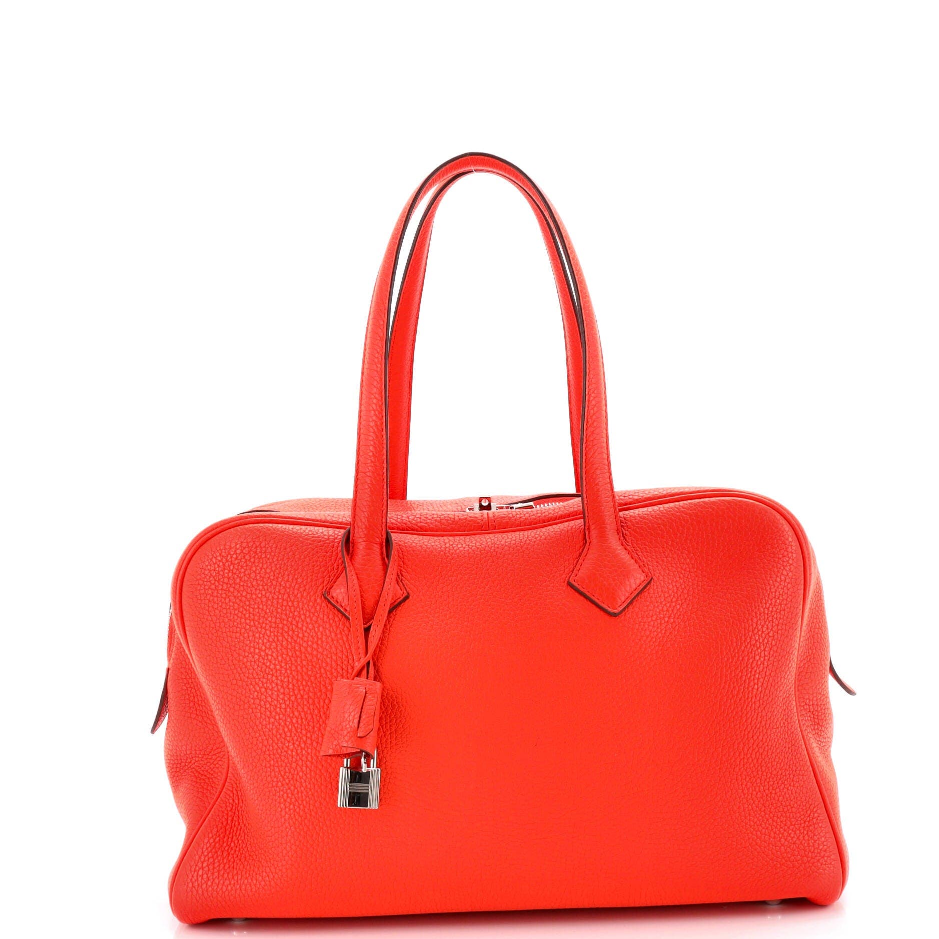 Pre-Owned Hermes Victoria II Bag Clemence 35, Main, color, Orange Poppy