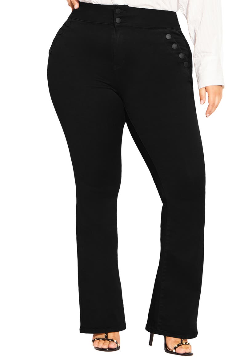 Harley Button Bootcut Jeans, Main, color, BLACK