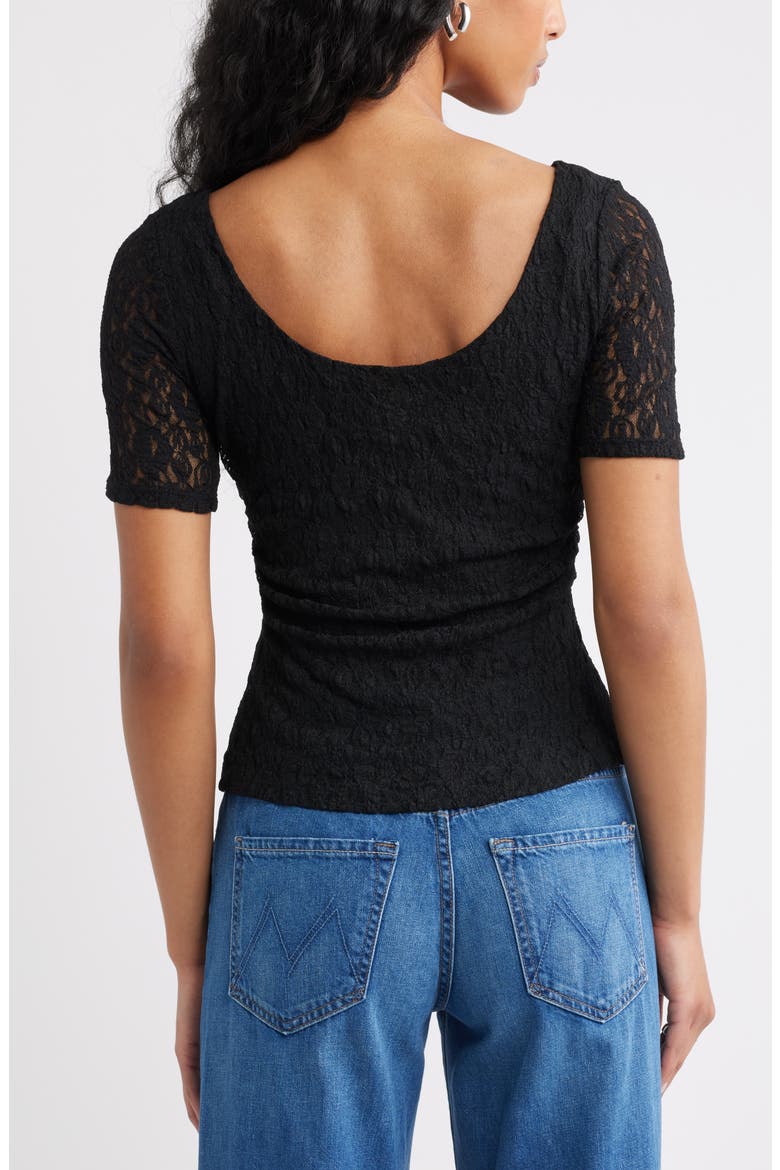 Short Sleeve Lace Top, Alternate, color, BLACK