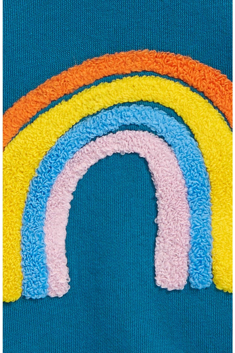 Kids' Animal Ear Hoodie, Alternate, color, TEAL OCEAN- IVORY RAINBOW