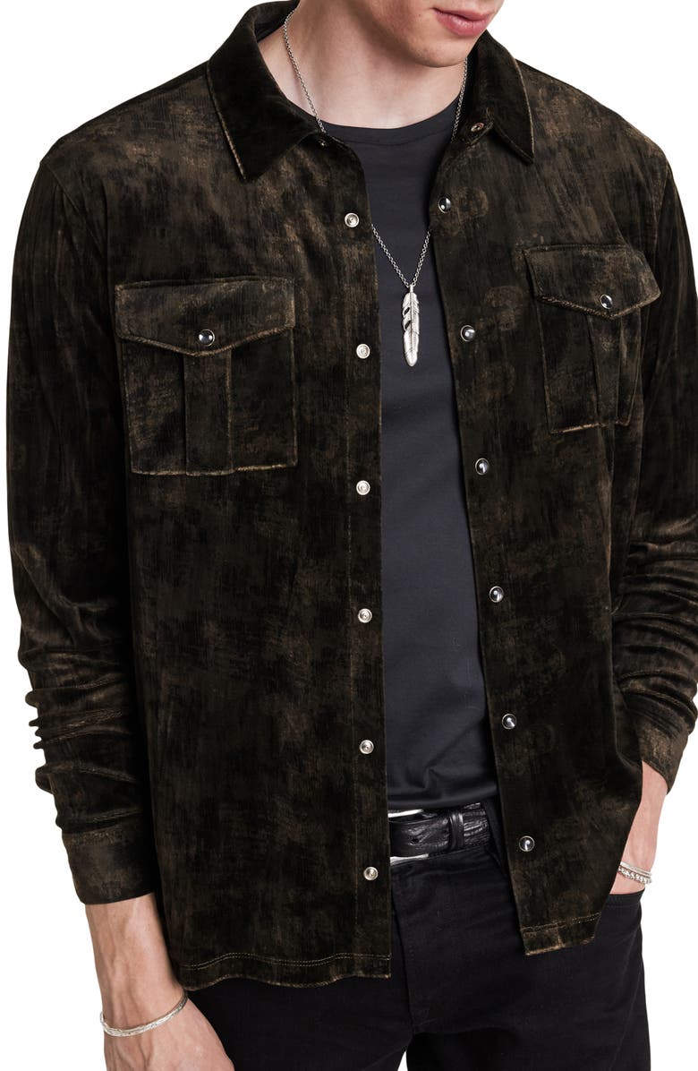 John Varvatos Ferentino Knit Snap-Up Shirt, Alternate, color, 