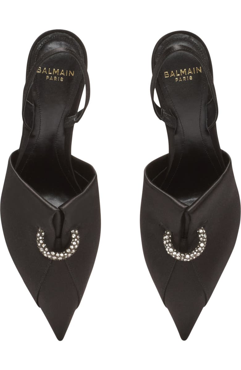 Balmain Satin slingbacks with piercing, Alternate, color, Black