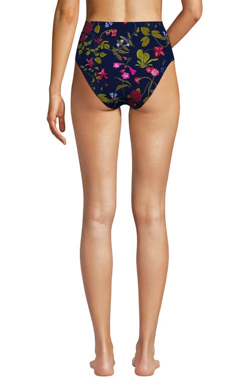 LANDS' END LANDS' END RIBBED SMOOTHING HIGH WAISTED BIKINI BOTTOMS 