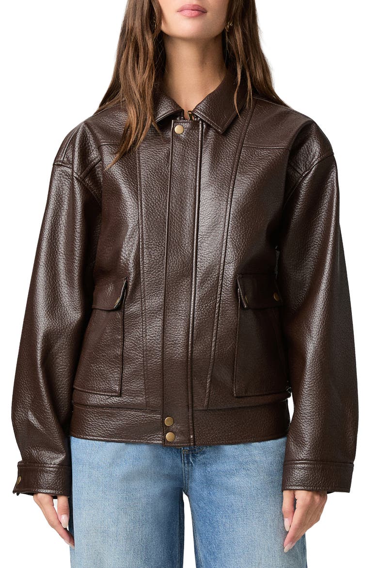 Ashland Faux Leather Jacket, Main, color, DARK BROWN