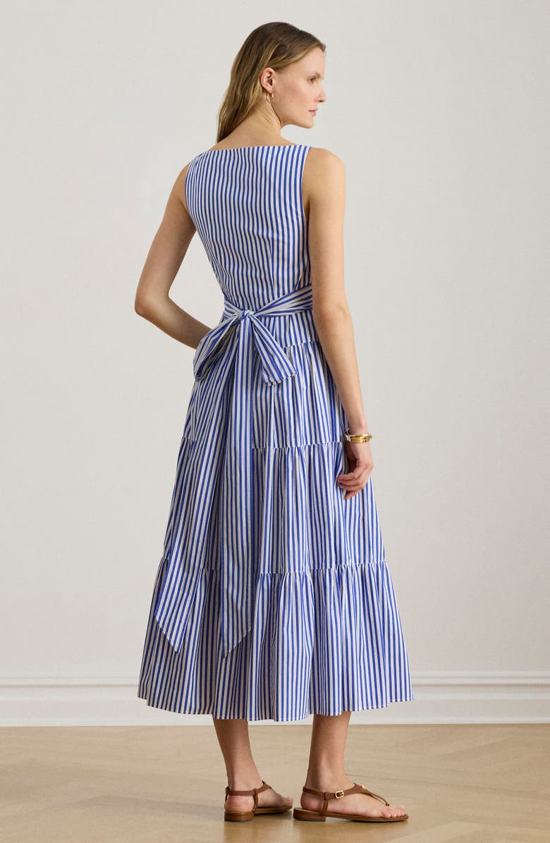 Lauren Ralph Lauren Stripe Tiered Cotton Broadcloth Sundress, Alternate, color, Blue/ White