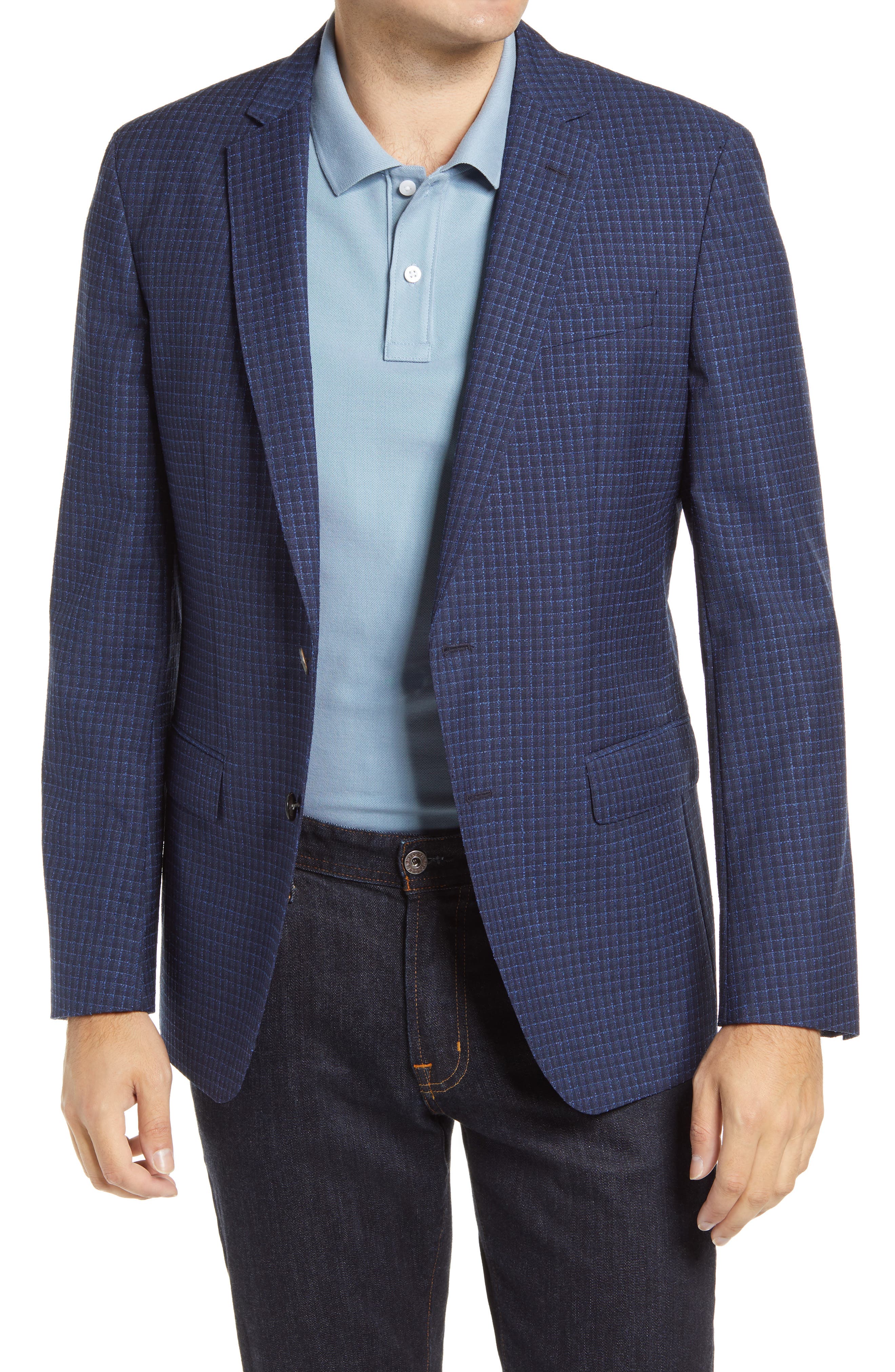 BOSS Hartlay Trim Fit Check Wool Sport Coat