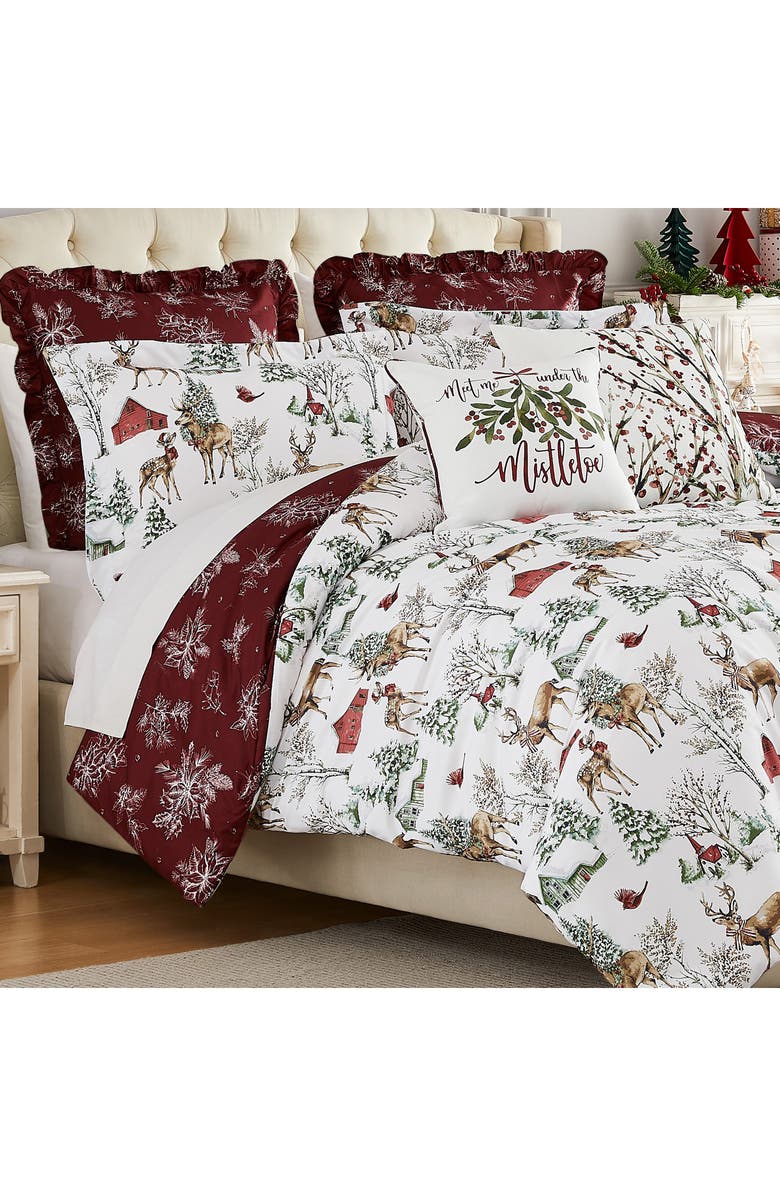 SOUTHSHORE FINE LINENS White Christmas Oversize Holiday Comforter Set, Alternate, color, White Christmas
