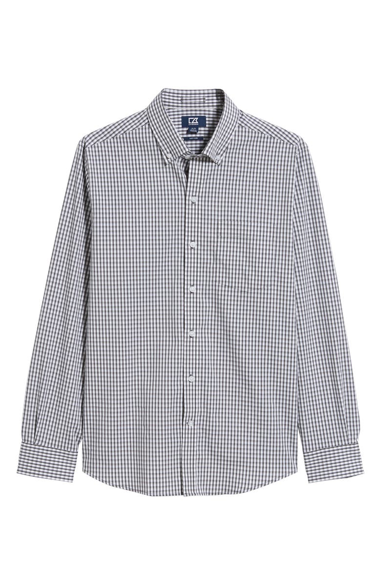 Cutter & Buck Cotton Blend Gingham Shirt, Alternate, color, Charcoal