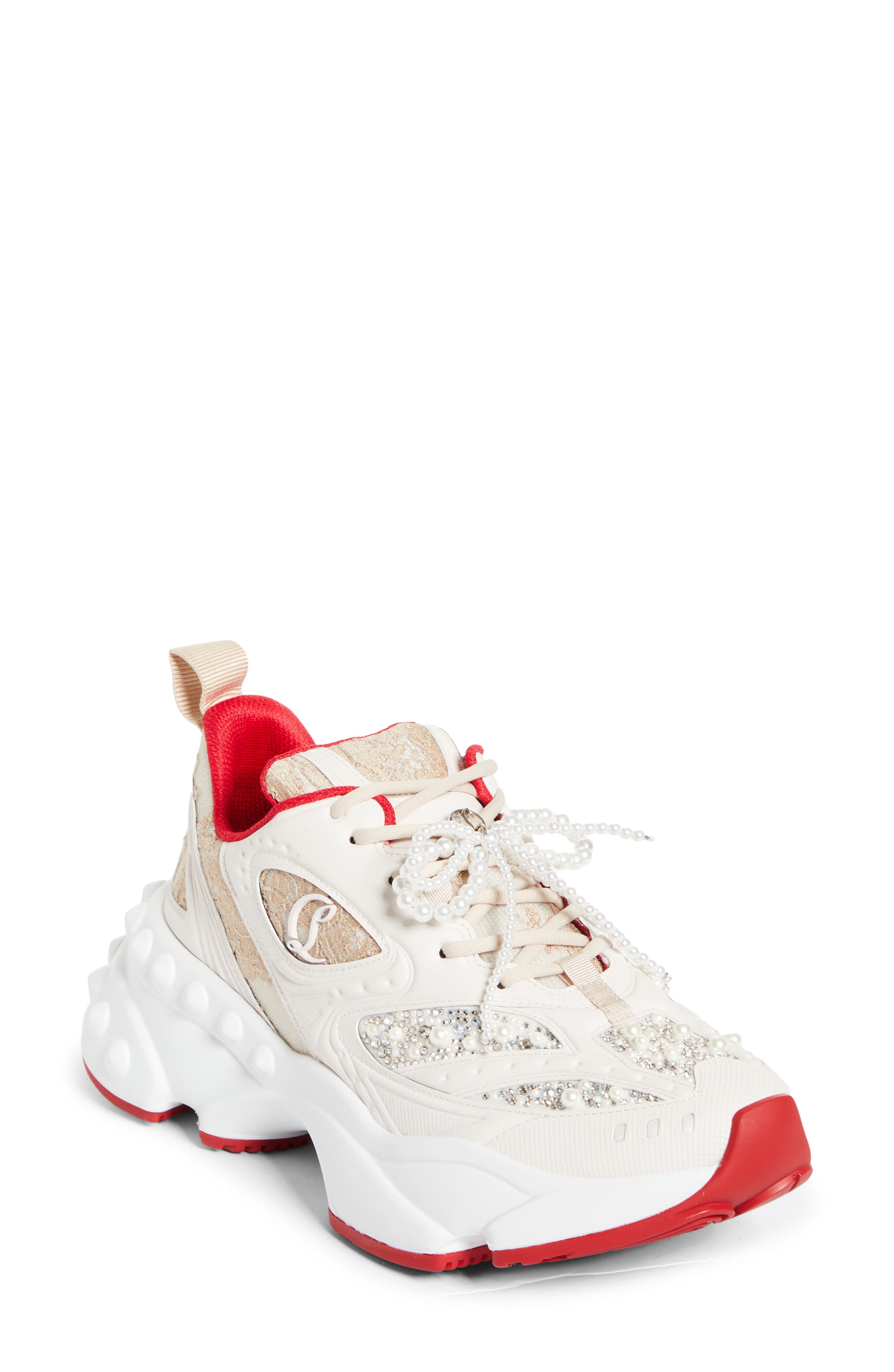 Christian Louboutin So Flo Perla Sneaker, Main, color, Pearl