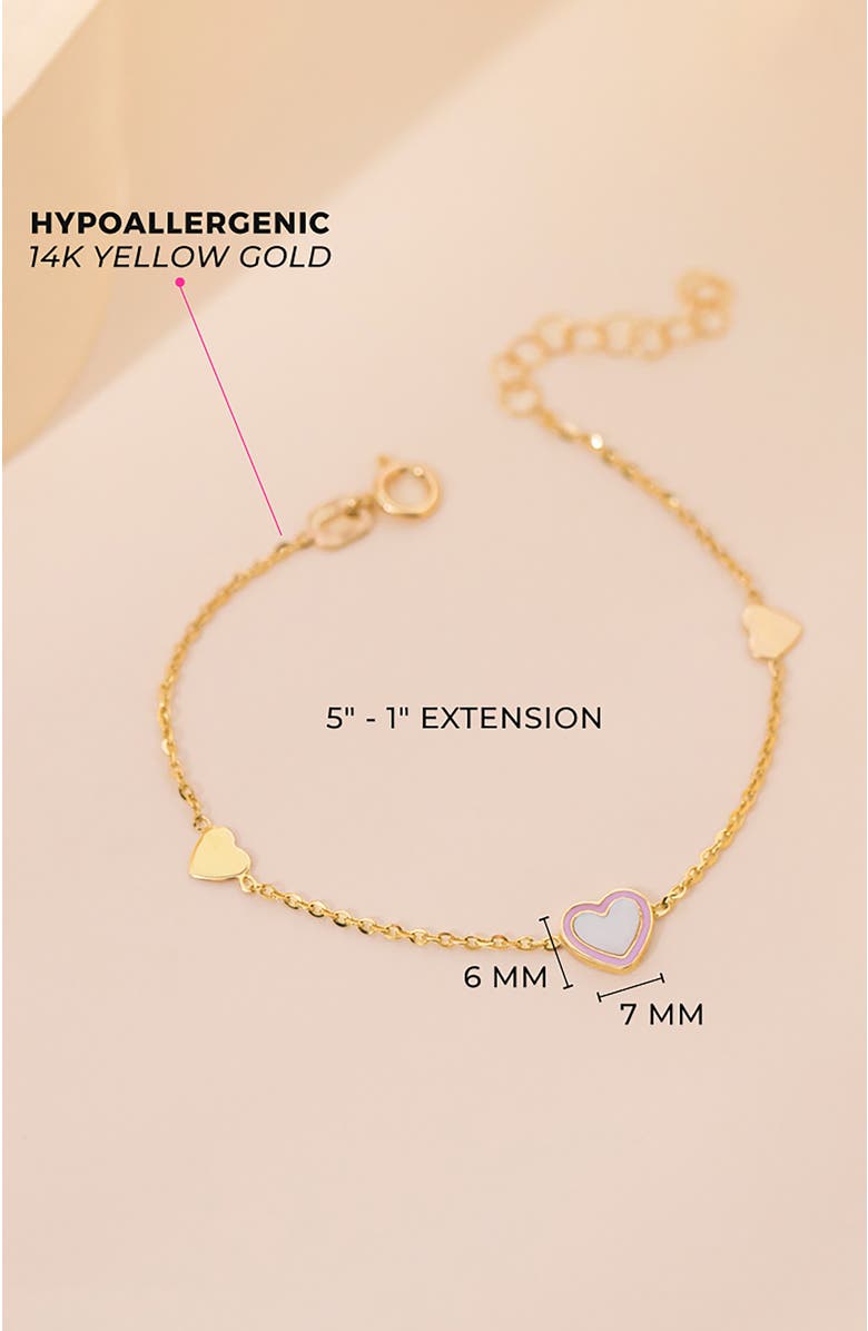 In Season Jewelry 14k Mother of Pearl Heart Bracelet, Alternate, color, Pink