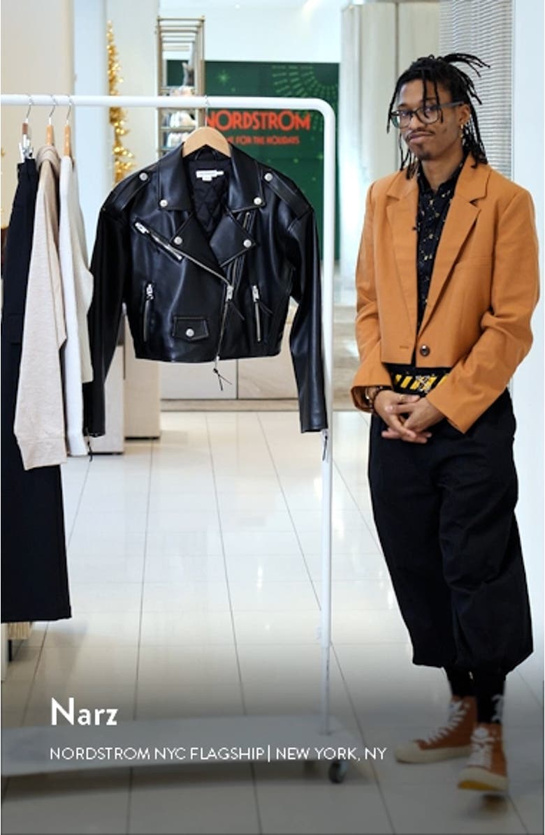 Faux Leather Crop Moto Jacket, sales video thumbnail