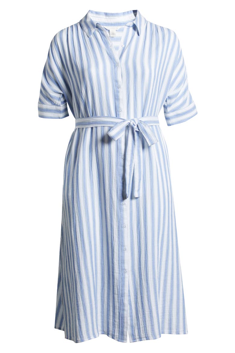 Belted Stripe Maxi Shirtdress, Alternate, color, WHITE- BLUE FRIDA STRIPE