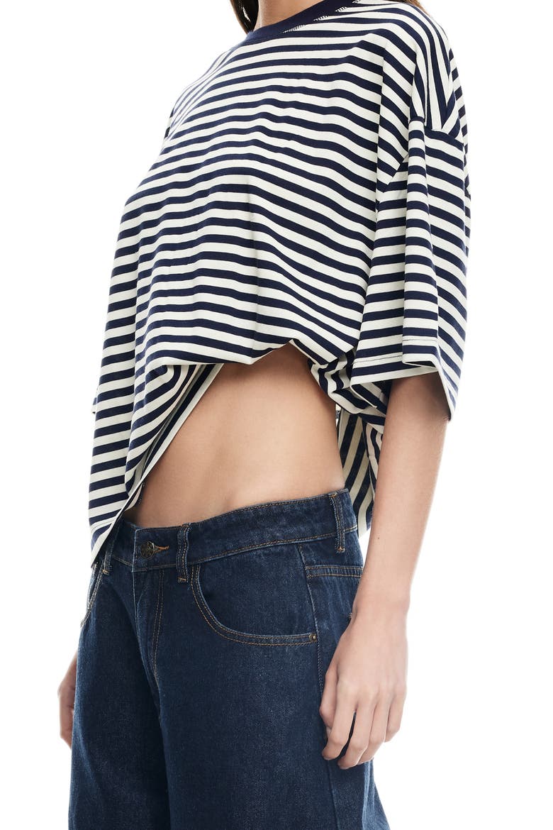 Bloom Stripe T-Shirt, Alternate, color, WHITE NAVY STRIPE
