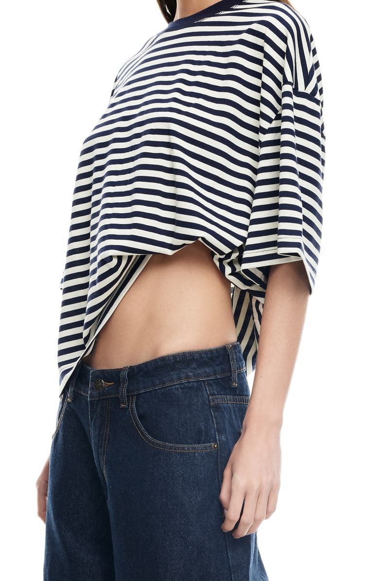 LIONESS Bloom Stripe T-Shirt, Alternate, color, White Navy Stripe