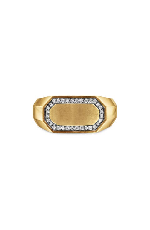 Men's Streamline® Pavé Diamond Cigar Ring in 18K Gold