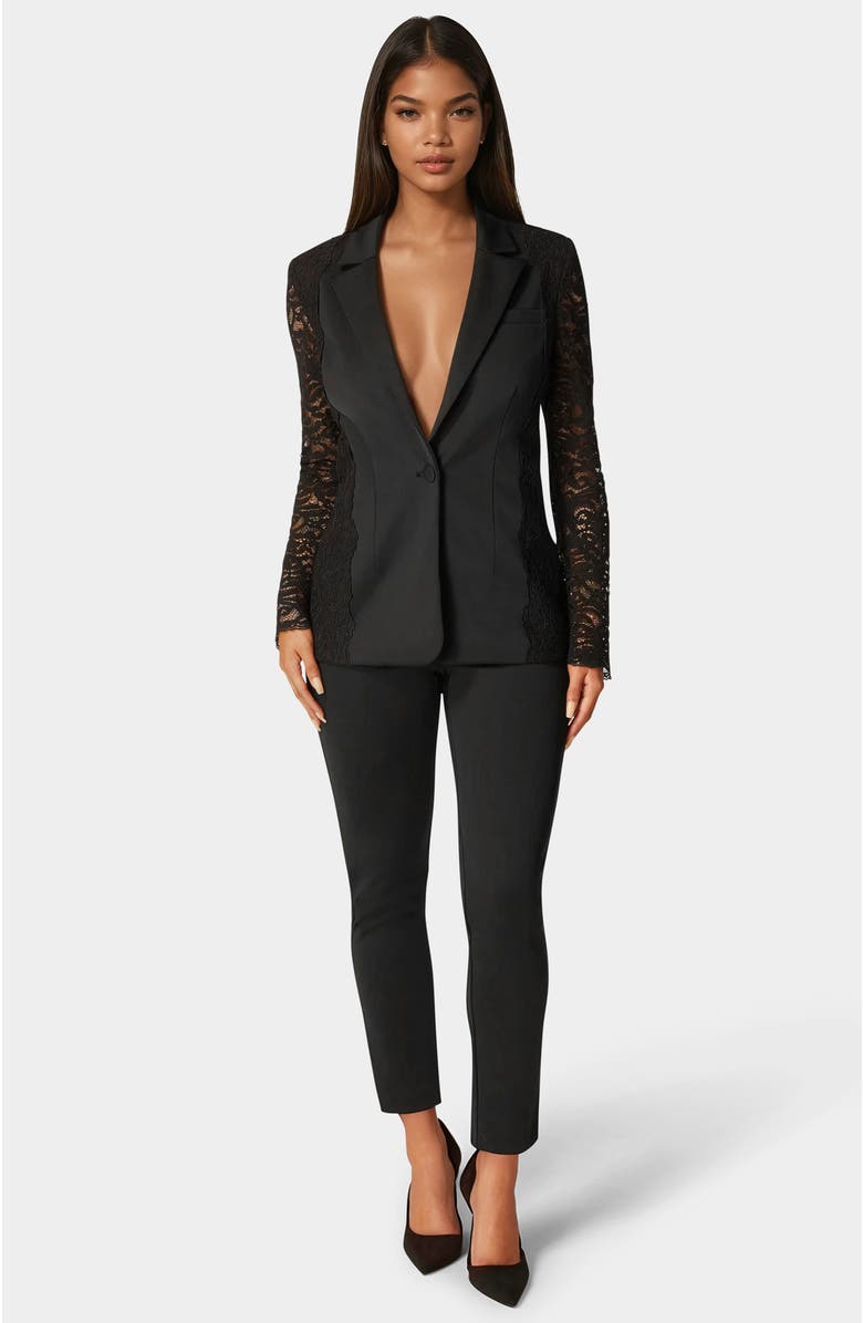 bebe Scuba High Waist Slim Leg Pant, Alternate, color, Black