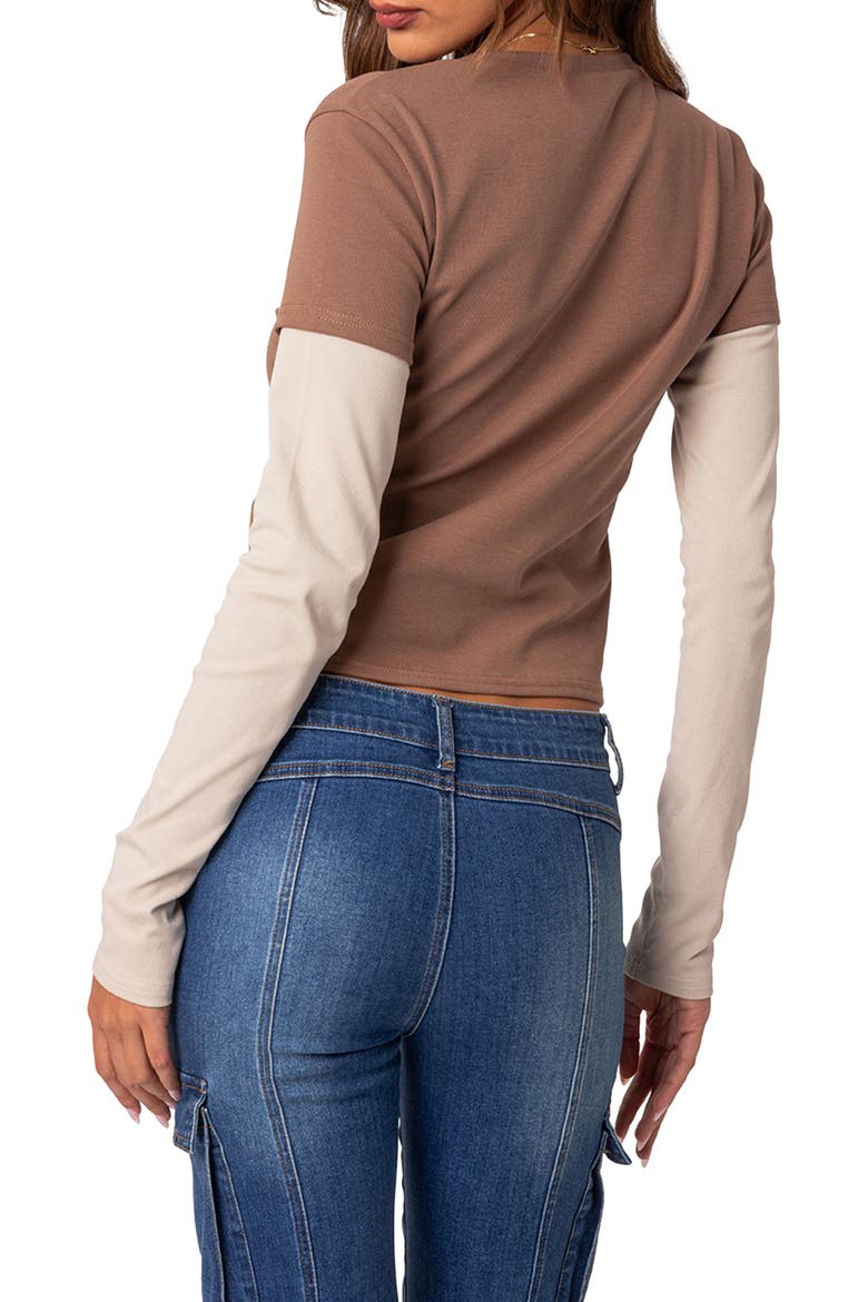 Mood Layered Long Sleeve T-Shirt, Alternate, color, BROWN