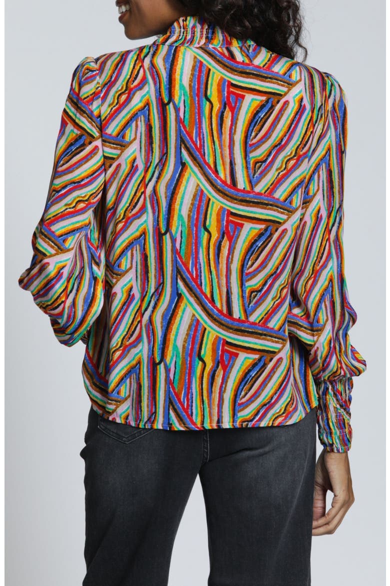 Print High Neck Shirt, Alternate, color, RED BLUE MULTI