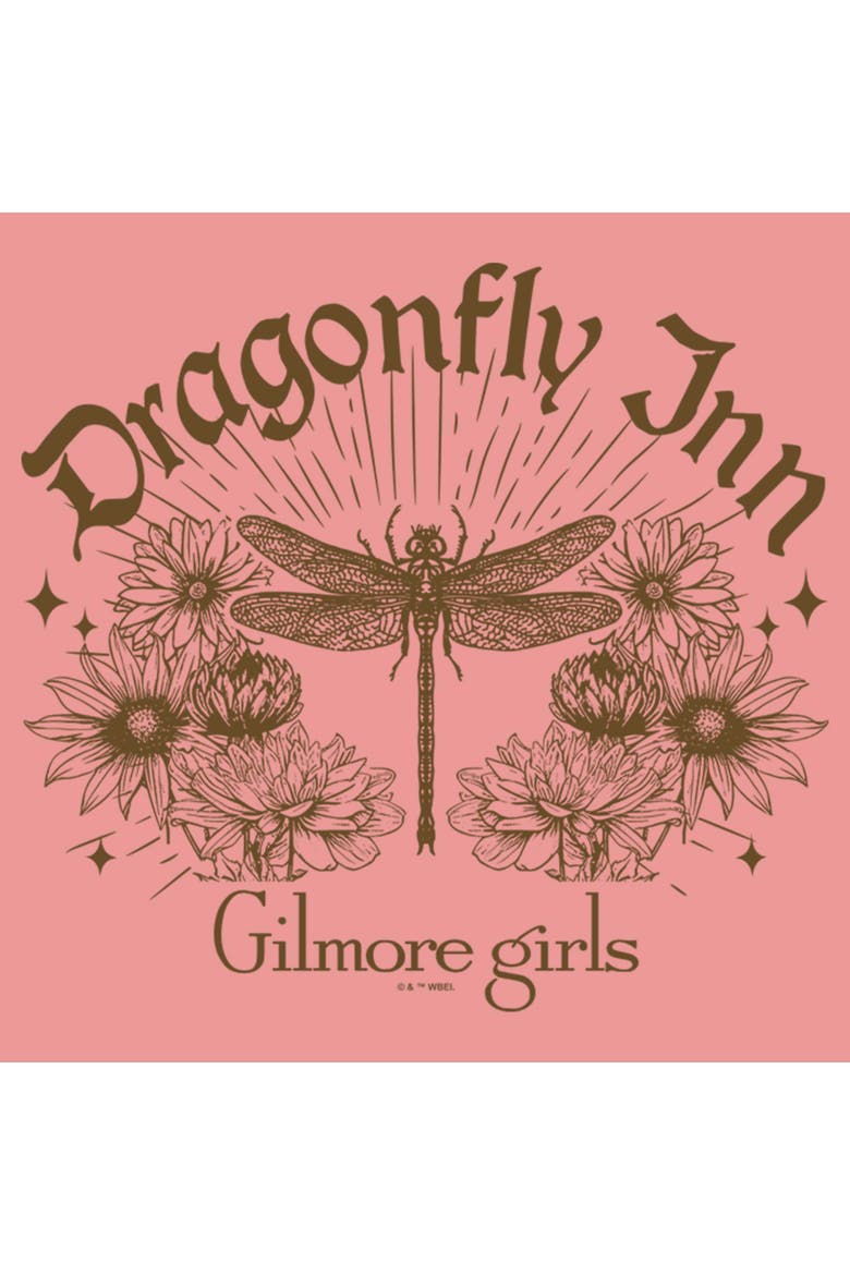 Junior's Gilmore Girls Dragonfly Inn Classic Logo  Sweatshirt, Alternate, color, Desert Pink
