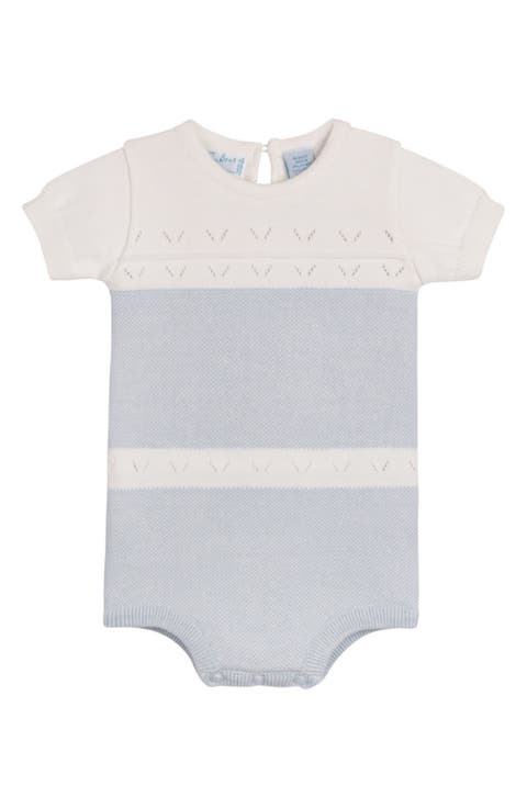 Pointelle Contrast Cotton Knit Romper (Baby)