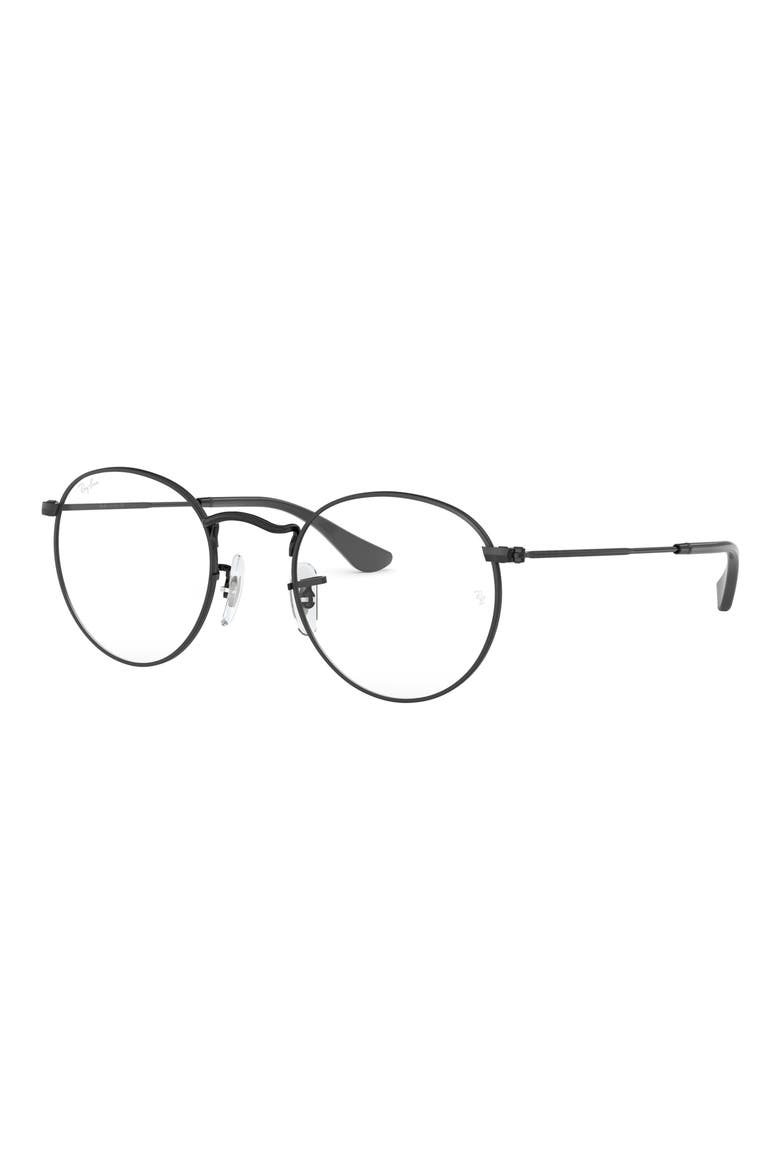 Ray-Bay 47mm Round Optical Glasses, Alternate, color, MATTE BLACK