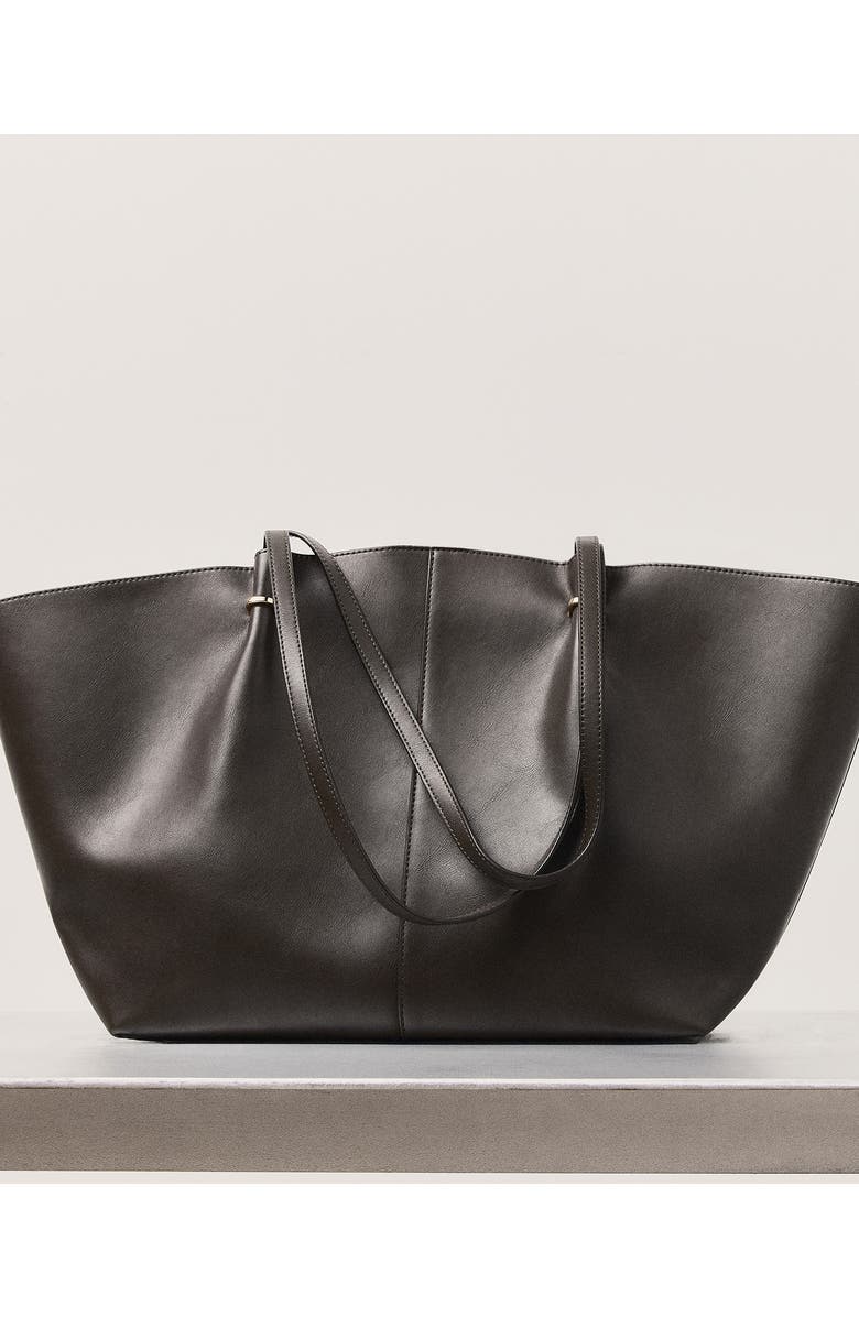 MANGO Faux Leather Shopper Bag, Alternate, color, Khaki Green