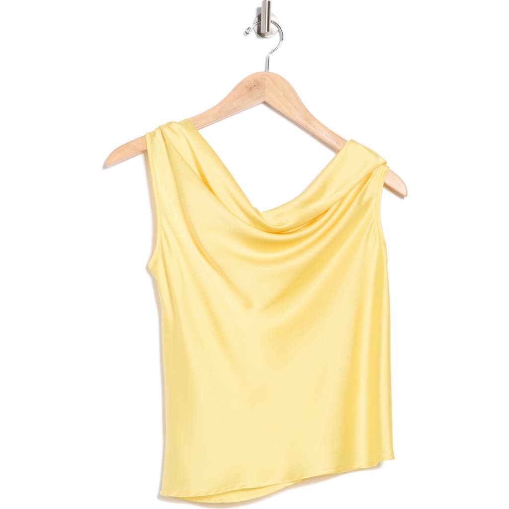 Renee C One-shoulder Satin Tank In Yellow