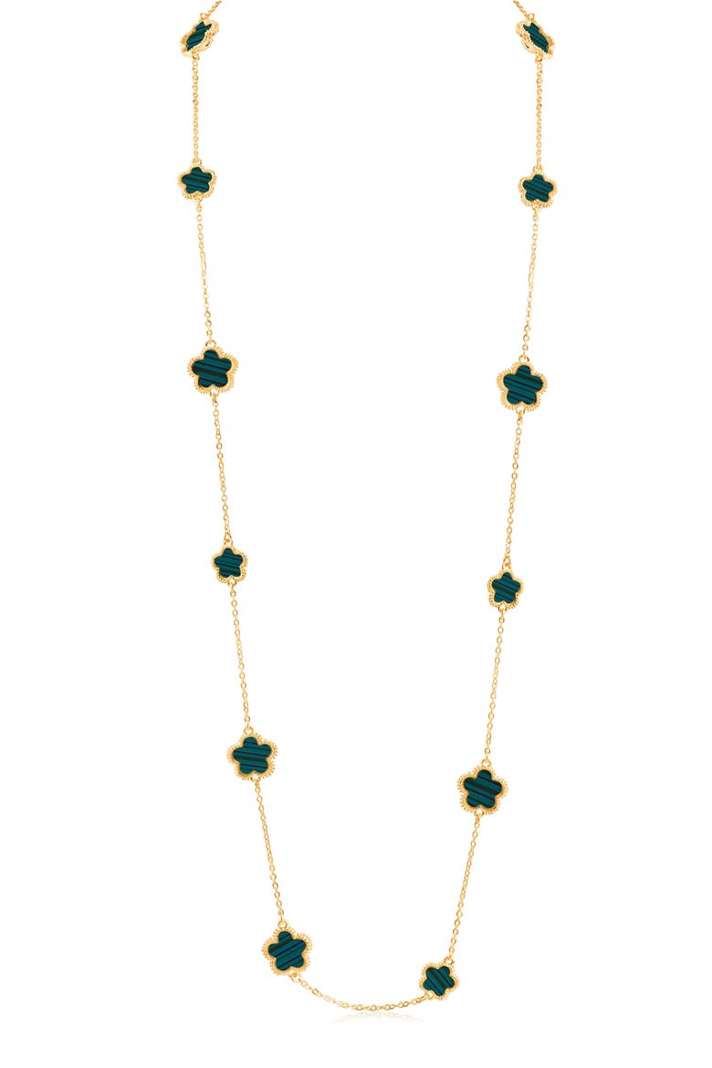 Resin Clover Station Necklace (Nordstrom Exclusive), Alternate, color, GREEN/GOLD
