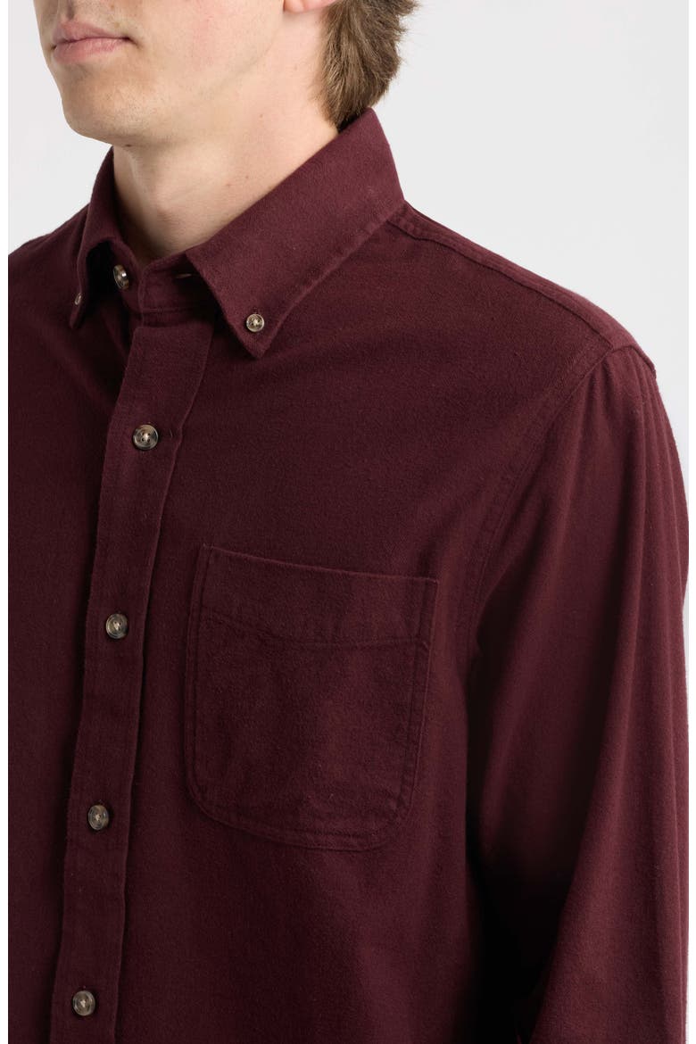 Heather Flannel Long Sleeve Button-Up Shirt, Alternate, color, BURGUNDY