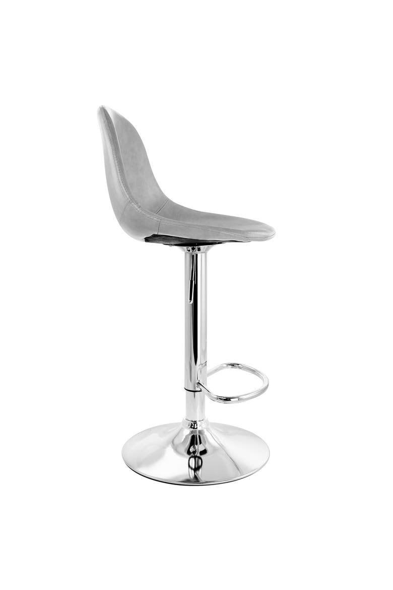 2 Piece Adjustable Faux Leather Bucket Bar Stools, Alternate, color, Gray