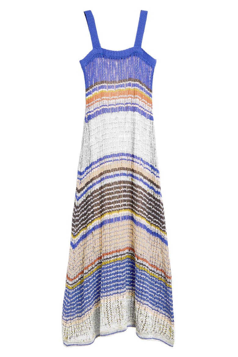 Striped Pointelle Knit Dress, Alternate, color, BLUE