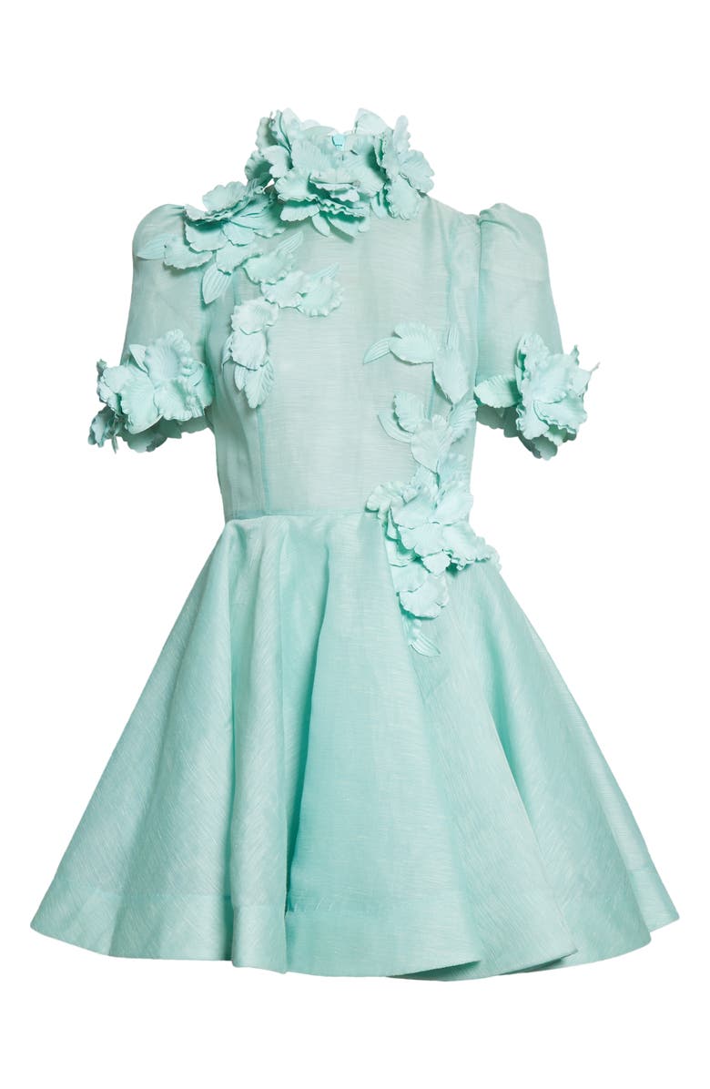 Zimmermann High Tide Lift Off Flower Linen & Silk Minidress, Alternate, color, 