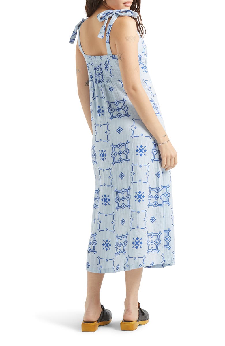 Brixton The Tie Strap Sleeveless Midi Dress, Alternate, color, Aura Blue Tile Print
