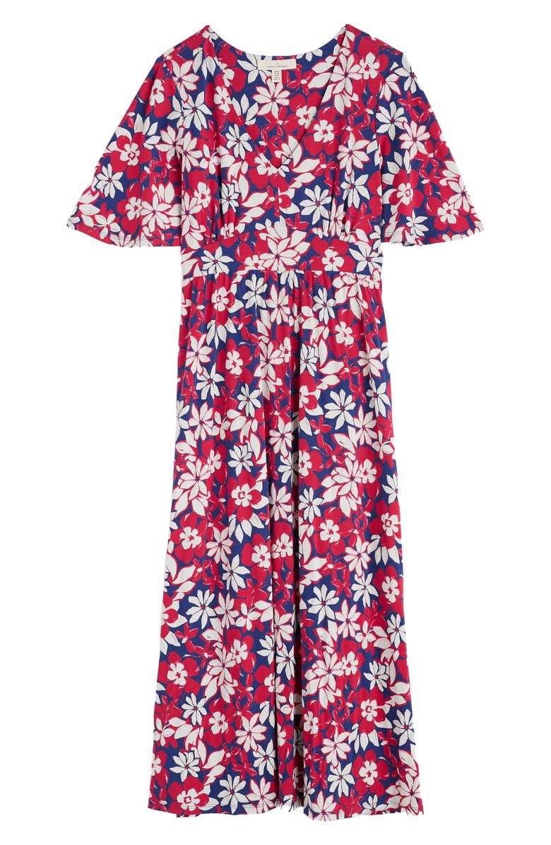 Seasalt Cornwall Chateaux Floral Print Organic Cotton Midi Dress, Alternate, color, Seashore Floral Yacht