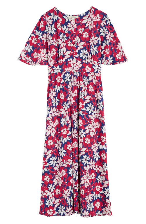 Seasalt Cornwall Chateaux Floral Print Organic Cotton Midi Dress In Seashore Floral Yacht
