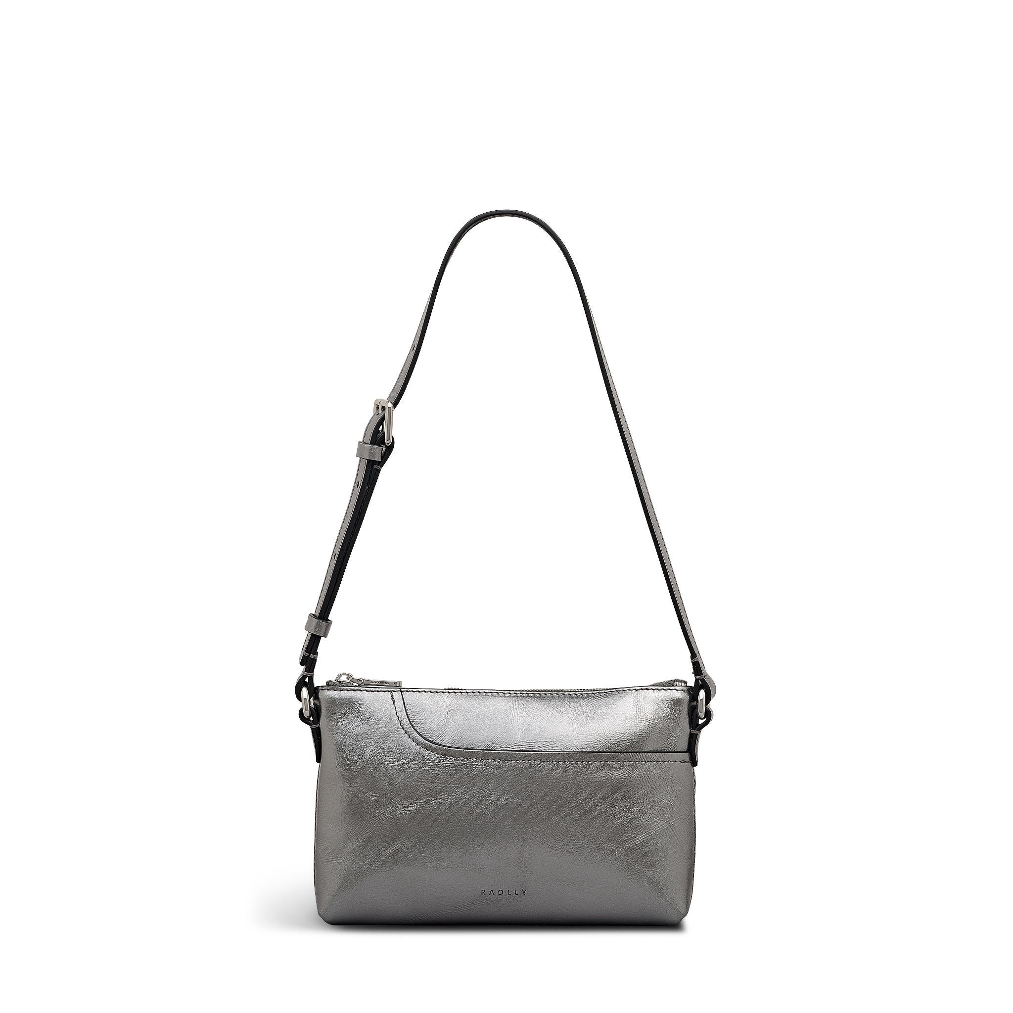 Radley Pockets - Metallic Mini Ziptop Shoulder Bag, Main, color, Silver