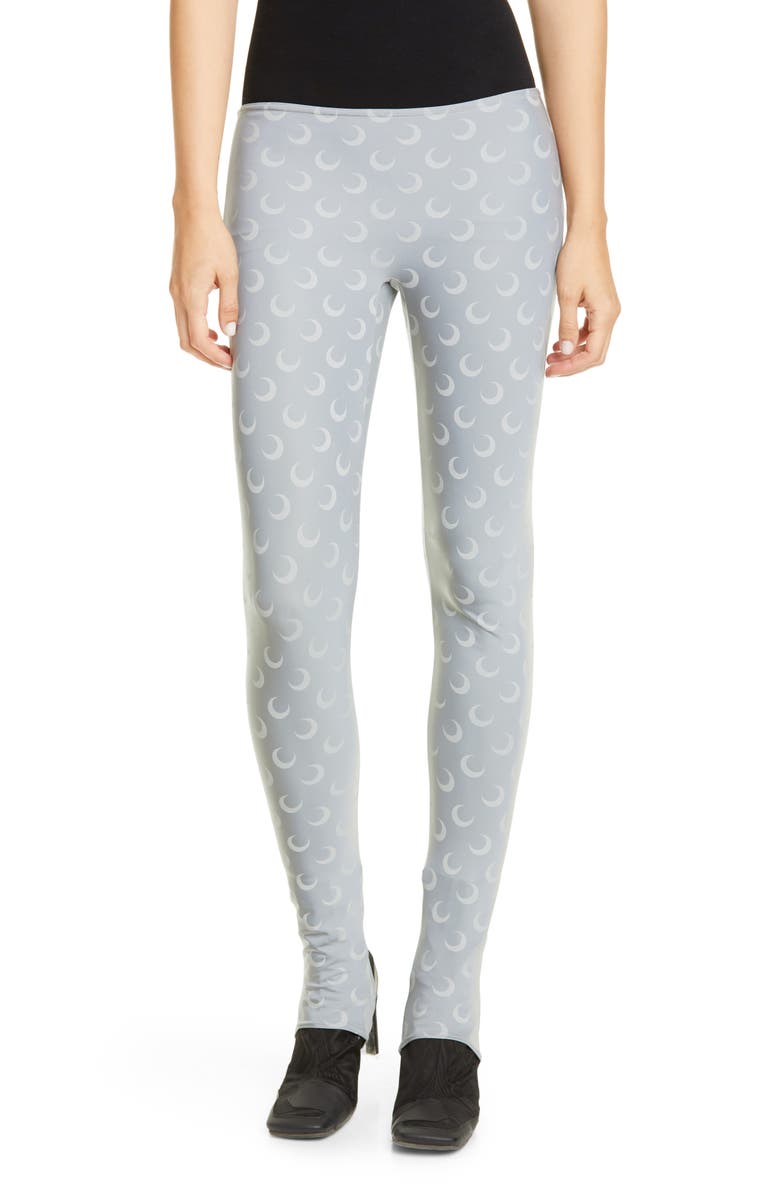 Marine Serre Moon Print Jersey Stirrup Leggings, Main, color,