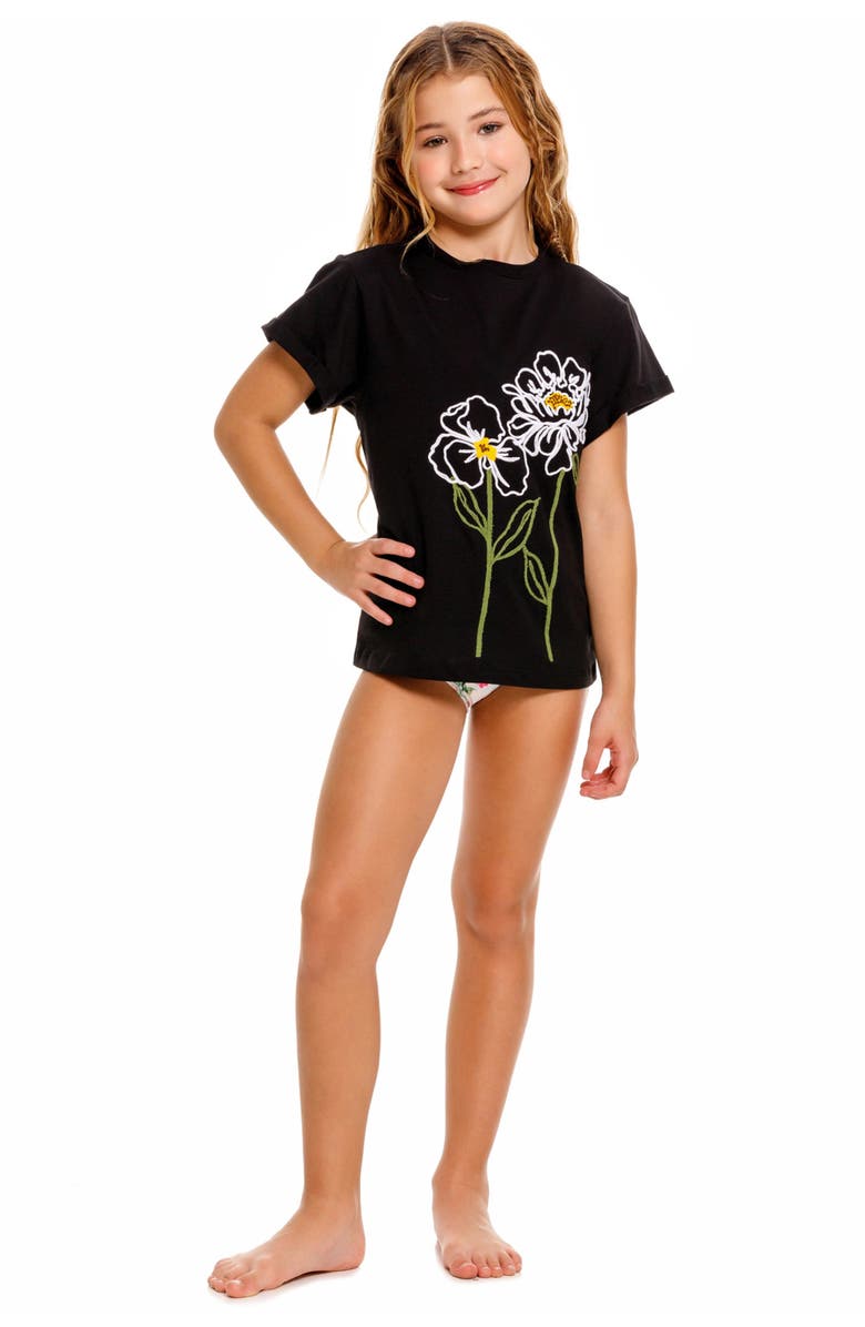 Agua Bendita Kids' Dave 2 Chroma Floral Embroidered Cotton Graphic T-Shirt, Alternate, color, Black