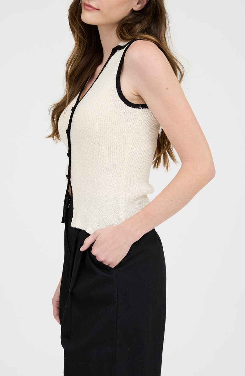 Blu Pepper Johnny Collar Button Front Knit Tank Top, Alternate, color, Cream