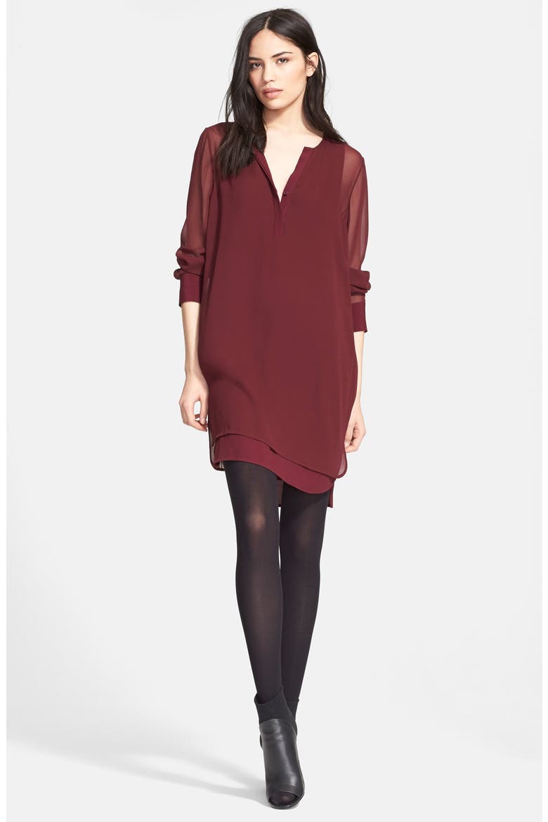 Double Layer Shirtdress, Alternate, color, DARK SCARLET