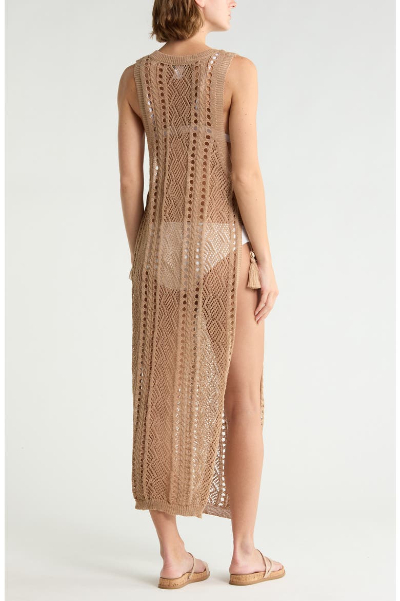 Lurex Knit Swim Coverup Dress, Alternate, color, TAN